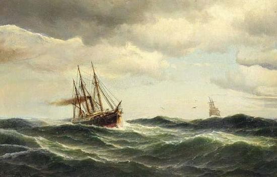 Carl Bille Dampfsegler auf sturmischer See oil painting picture